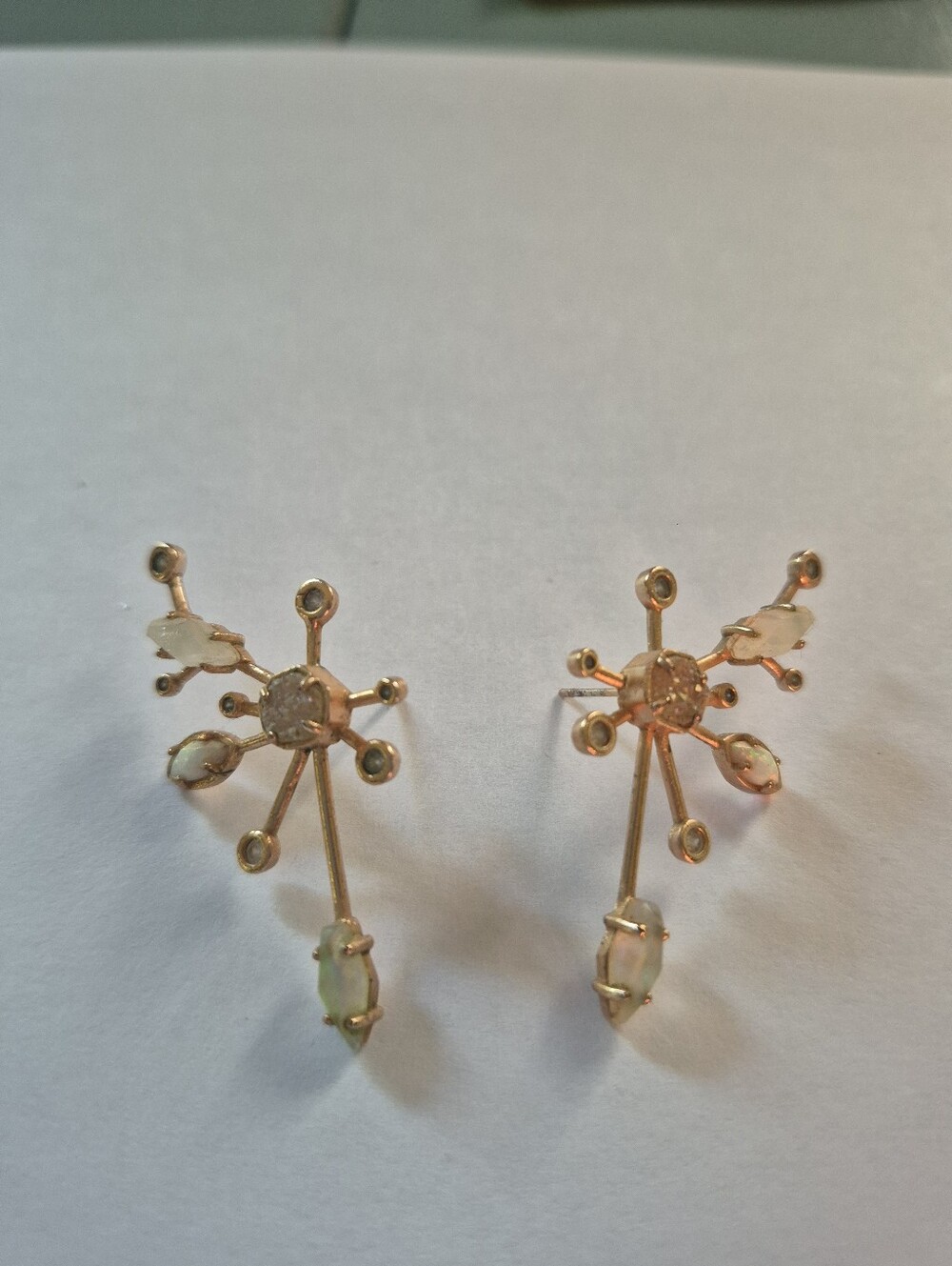 Kendra Scott Rose Gold Opal Druzy Accent Starburst Climber Earrings GORGEOUS
